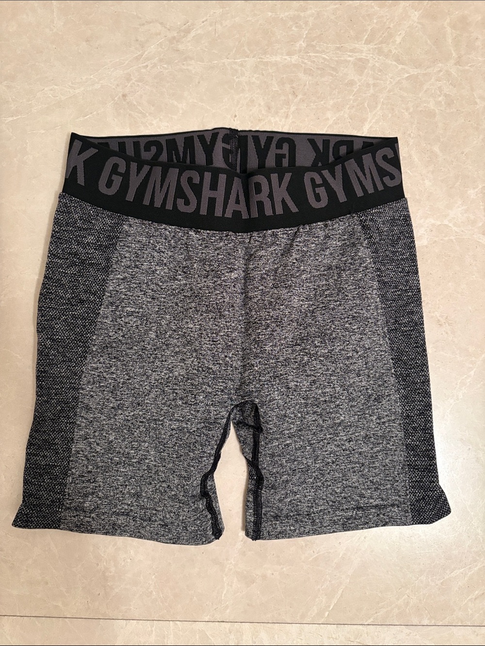 Gymshark Women Heather Gray Seamless Bike Shorts with Black Waistband